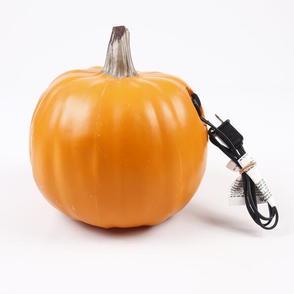 Pair of Intertek Plastic Light Up Halloween Pumpkin Jack-O-Lanterns & Bulbs - Picture 6 of 12